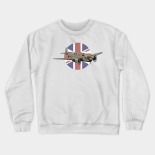 Bristol Beaufort British WW2 Airplane with Flag Crewneck Sweatshirt